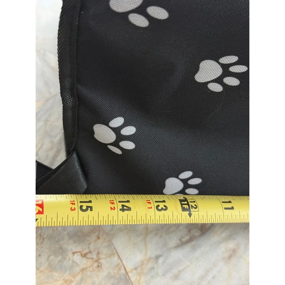 Black Paw Print Pet Car Booster Seat Small Dog Cat Travel Carrier Mesh Sides
